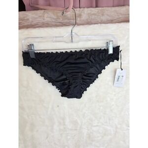 Shade & Shore Womens Black Ruffle Ruched Cheeky Bikini Bottom S 238090631 NEW